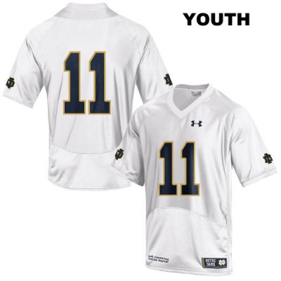 Notre Dame Fighting Irish Youth Alohi Gilman #11 White Under Armour No Name Authentic Stitched College NCAA Football Jersey JWF5399PL